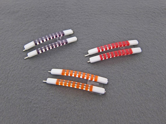 1980's vintage bobby pins, purple/red/orange strip