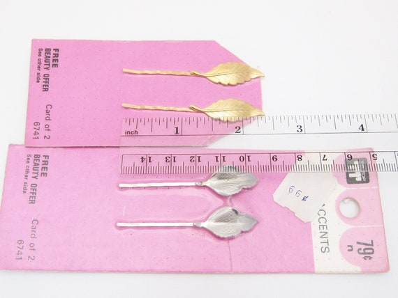 1960's TIP-TOP vintage bobby pins, 2 pairs, silve… - image 7