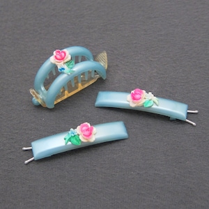 rare-tip-top-1960-s-vintage-ponytail-barrette-set-w-pink-roses