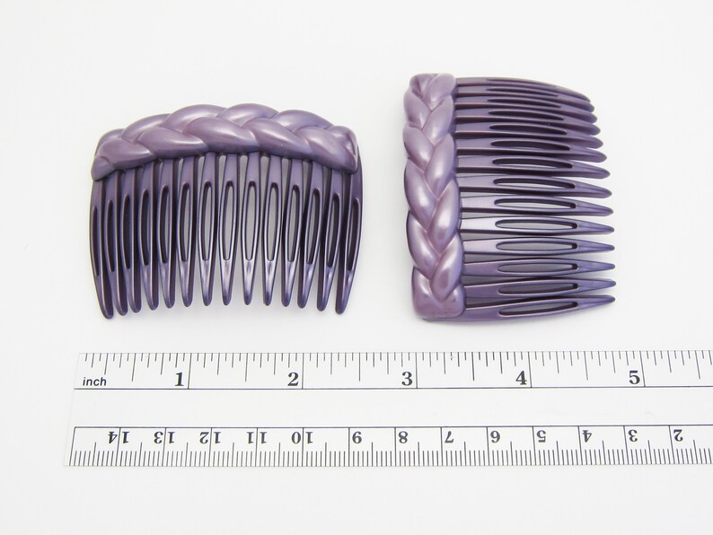 1970's Vintage Side Hair Comb PAIR Pearly Lilac Plastic Etsy