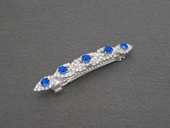 1990's vintage rhinestone hair clip, lightweight … - image 1