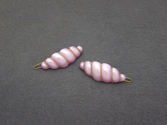 1980's vintage WIRE WRAPPED hair clip PAIR, 1.6" … - image 1
