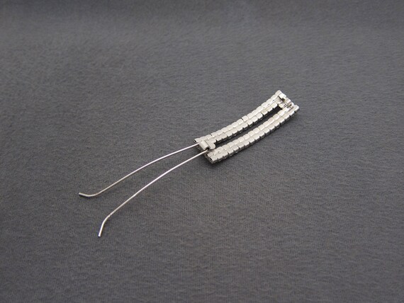 1960's vintage rhinestone hair clip, 2.2" silver-… - image 7