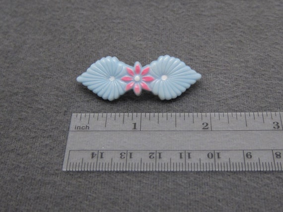 1950's vintage hair clip barrette, 1.9" pale blue… - image 2