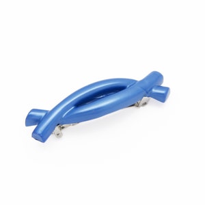 1980&#39;s vintage hair clip, 2.3&quot; PEARLY BLUE plastic entwined rods barrette, made in FRANCE, new-old-stock