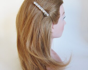 ラインストーン付きヘアクリップ 1960年代のヴィンテージラインストーンヘアクリップ、2.7インチ