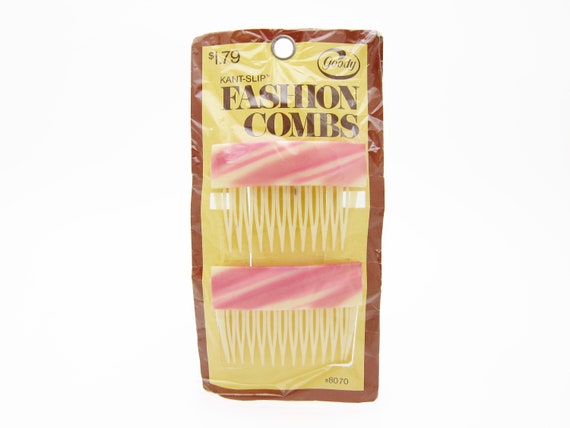 70 S Goody Vintage Side Hair Comb Pair Pink Abstract Etsy