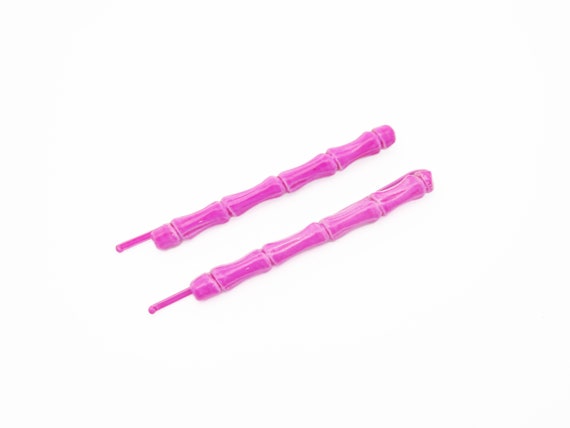 80's vintage bobby pin PAIR, hot pink metal bamboo