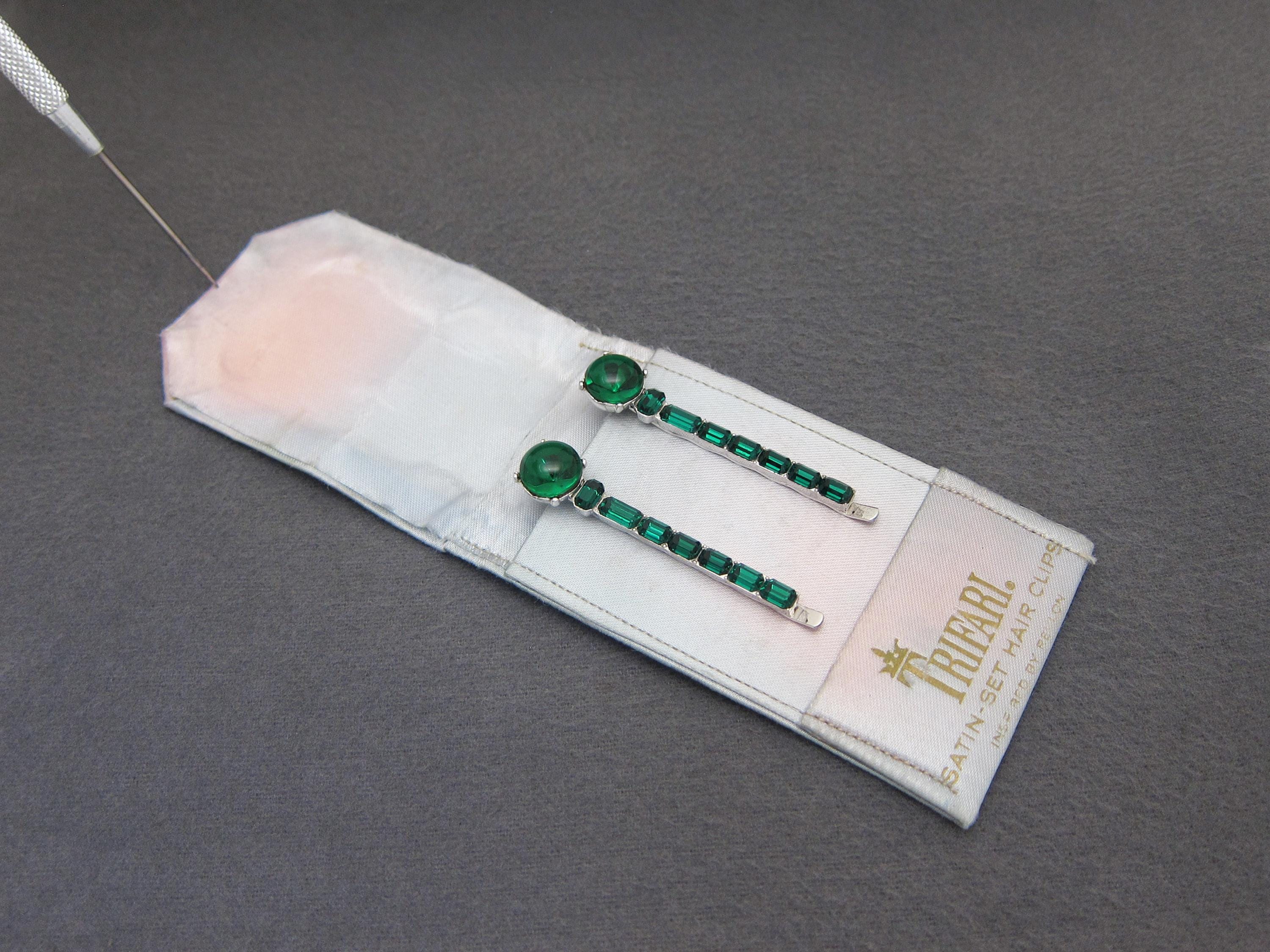 Trifari Crown Trifari Vintage 1950’s Crystal Hair Clips 1950 main image 2