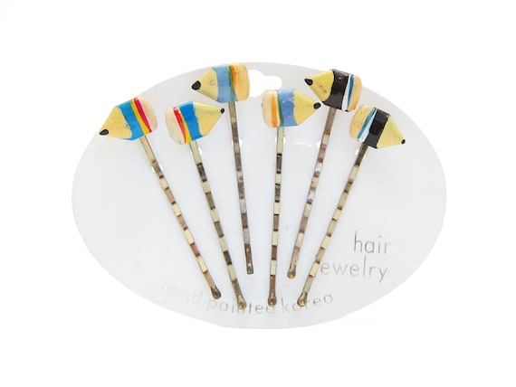 1970's vintage stubby PENCIL bobby pins, set of 6… - image 1