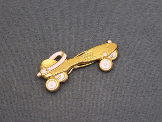 1940's vintage hair clip, 2.3" gold-tone stamped … - image 1