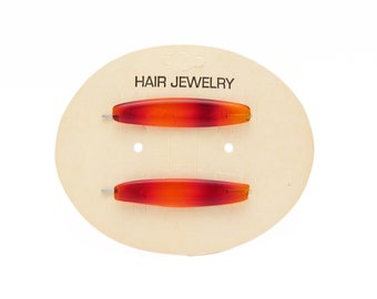 1970's vintage bobby pin PAIR, 2" translucent TORTOISESHELL cellulose acetate hair pins, new-old-stock