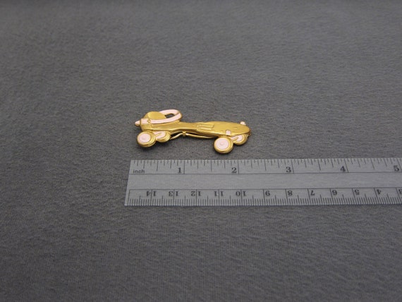 1940's vintage hair clip, 2.3" gold-tone stamped … - image 2