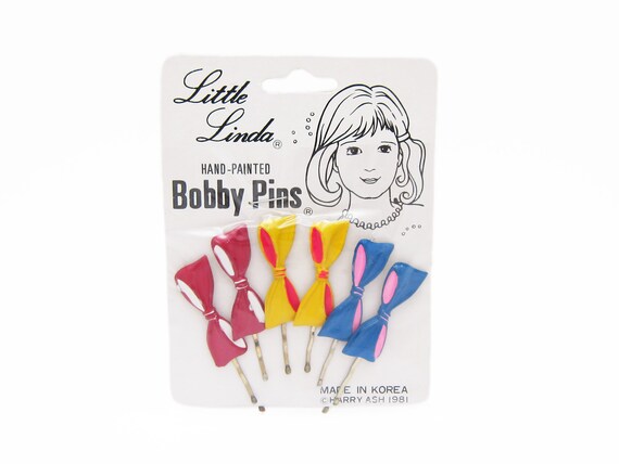 1980's vintage bobby pins, set of 6 hand-painted m