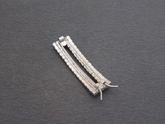 1960's vintage rhinestone hair clip, 2.2" silver-… - image 6