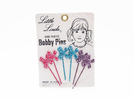 1980's vintage bobby pins, set of 6 hand-painted r