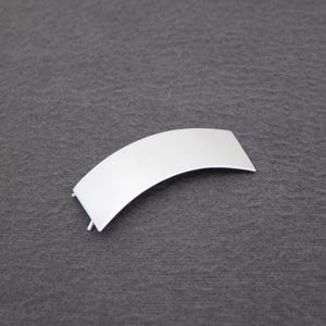 1950&#39;s STERLING SILVER vintage hair clip, 1.9&quot; shiny curve barrette, pinch-wire clasp