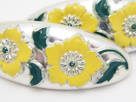 1950's NEMO vintage FLORAL hair clip PAIR, silver… - image 6