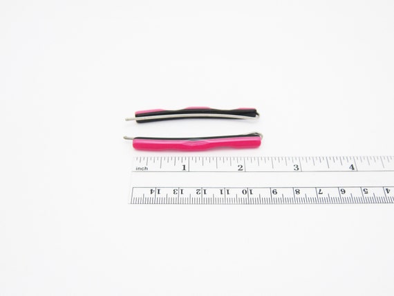 1980's KARINA vintage bobby pins, 2.3" ROSY RED w… - image 2