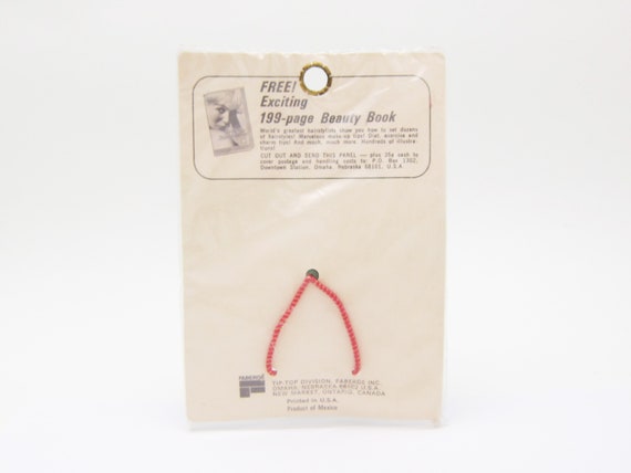 TIP TOP vintage 1960's pony tail holder, pink plastic ROSE ponytail tie, new-in-package View 2
