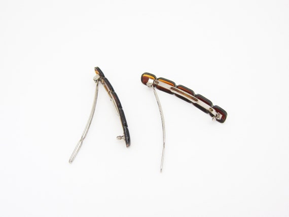 1980's KARINA vintage hair clip pair, 2.3" faux T… - image 9