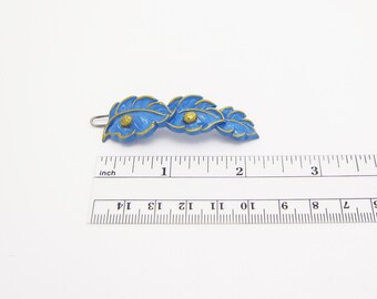 1950 年代の TIP-TOP ビンテージ ヘアクリップ、青いプラスチックの