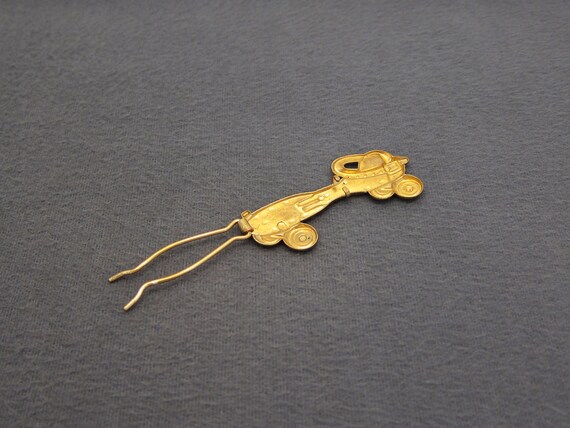 1940's vintage hair clip, 2.3" gold-tone stamped … - image 7