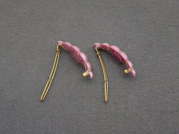 1980's vintage WIRE WRAPPED hair clip PAIR, 1.6" … - image 7