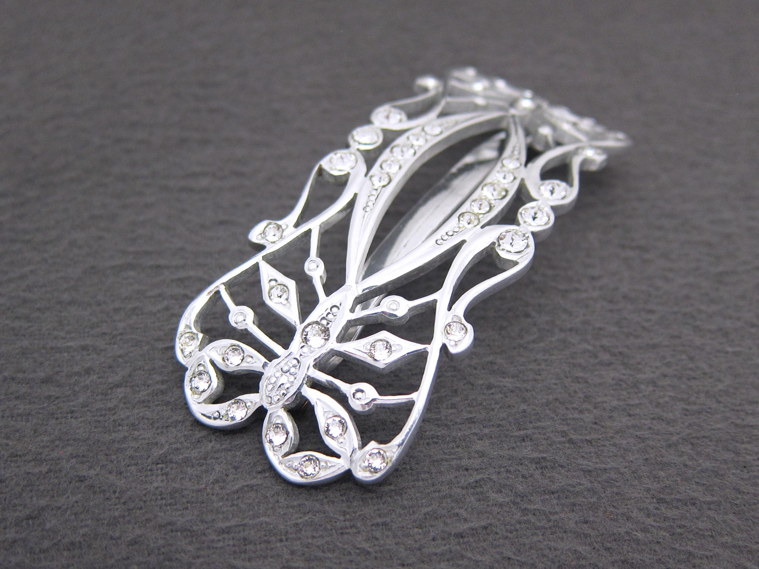 1910年代のアールヌーボー時代のアンティークヘアクリップ、3.3インチ