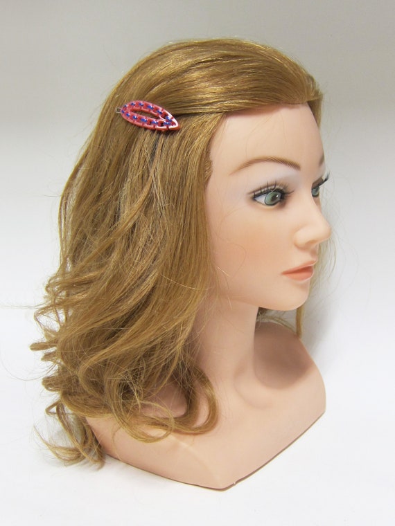 1950's vintage hair clip, 2" raspberry pink plast… - image 9