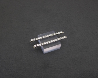 1950's vintage bobby pins, 2" silver-tone CRYSTAL RHINESTONE skinny hair pins