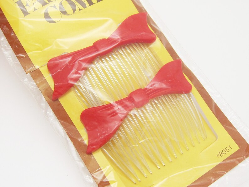 1970's GOODY Vintage Side Hair Comb PAIR Red Plastic Etsy