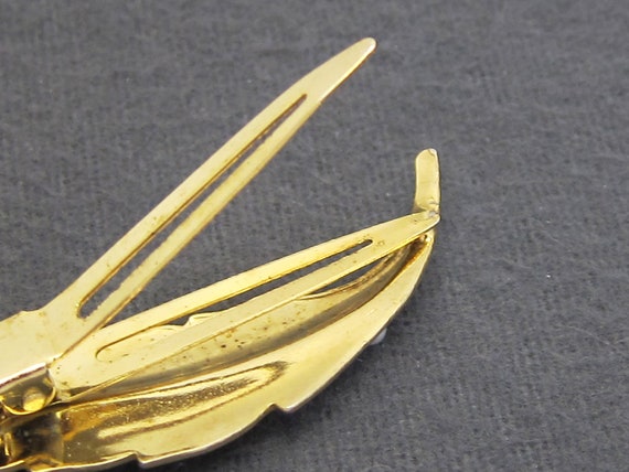 1960's vintage faux pearl hair clip, 2.3" gold-to… - image 7