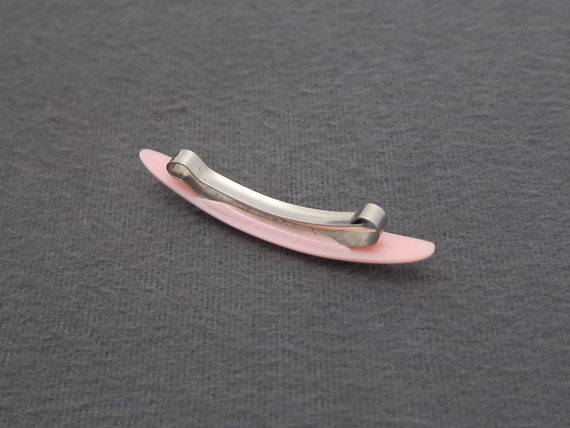 1950's vintage hair clip, SMALL 1.9" light pink p… - image 6