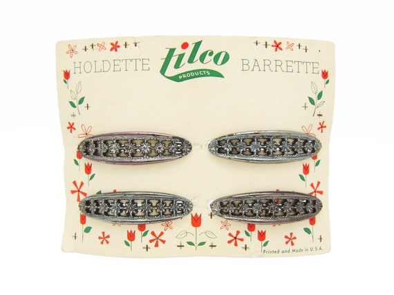 1950's TILCO vintage HOLDETTE barrettes, 2.2" gun… - image 1