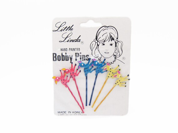 1980's vintage bobby pins, set of 6 hand-painted c