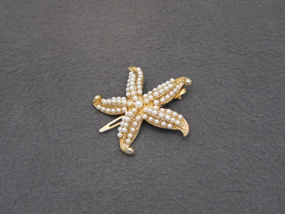 Pearl gold and silver starfish hair clip Starfish Bridal Hair Clip (Gold and Silver) - Wedding Hair  main image 2