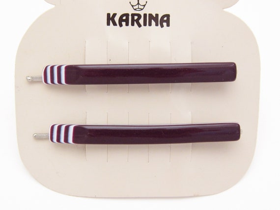 1980's KARINA vintage bobby pin PAIR, 2.3" deep E… - image 3