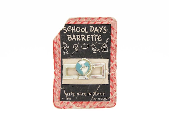 RARE 1950's NEMO vintage hair clip, 1.5" pale gold