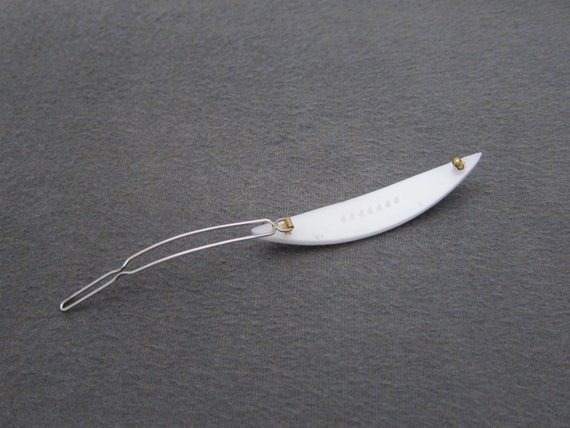 1960's vintage barrette hair clip, 2.9" pearlesce… - image 5