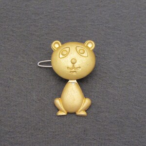 1980&#39;s vintage hair clip, gold-tone metal PUPPY DOG barrette w/ swinging body, wire clasp