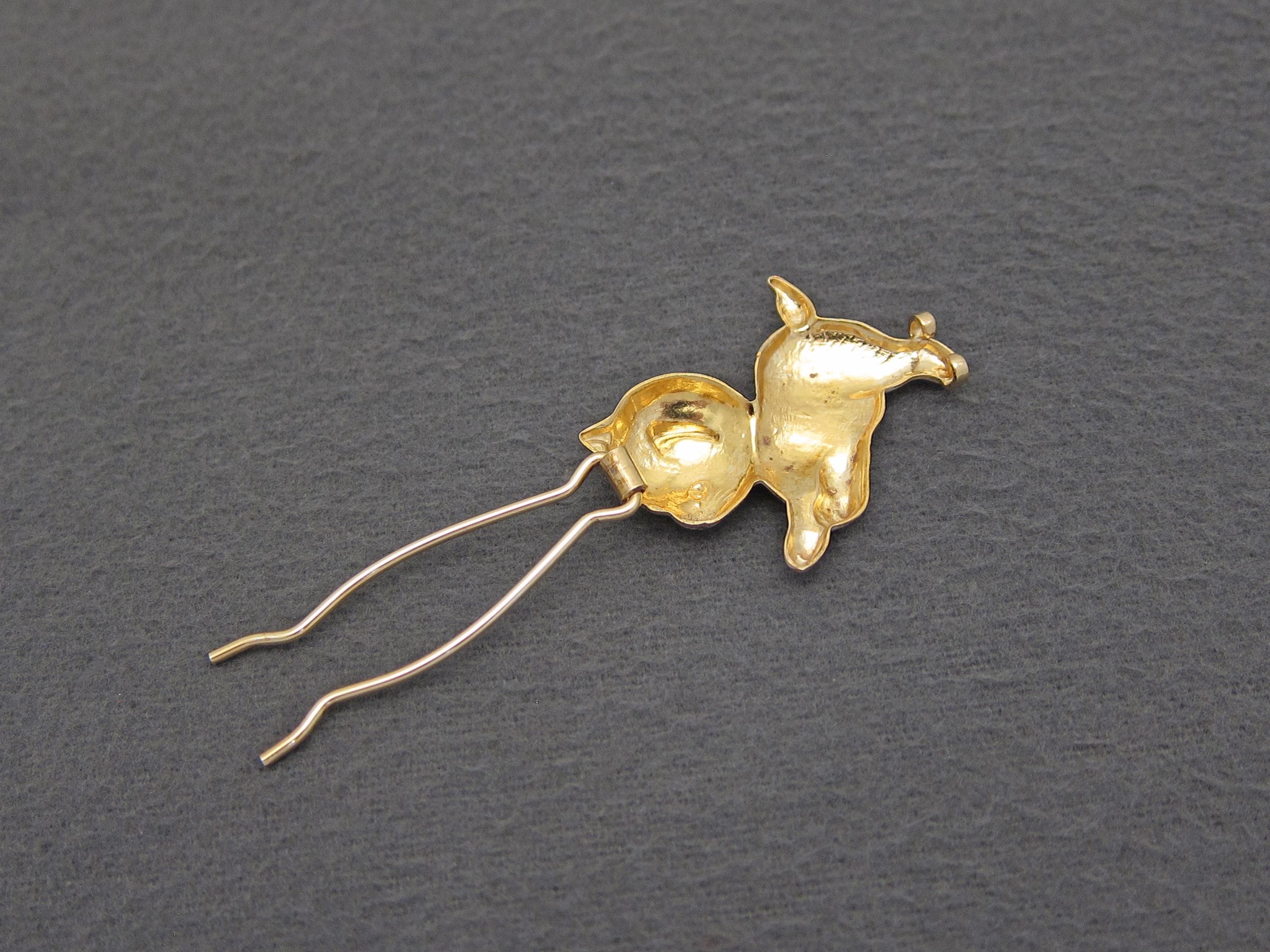 Cat Hair Barrette Pin Antique Gold Vintage Reproduction Romantic Hair Jewelry Hair Jewelry, Vintage Hair Accessories | 1928 Jewelry – 1928  main image 4