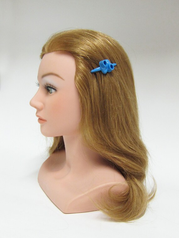 1950's GOODY vintage hair barrette clip, sky blue pla… Gem