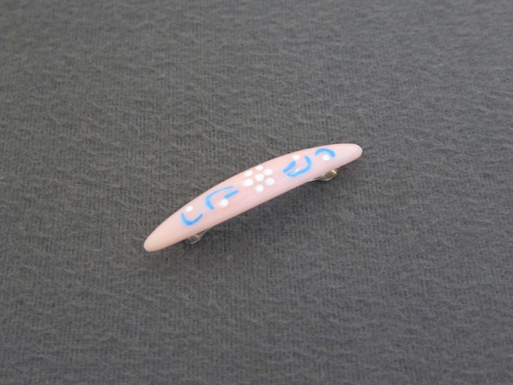 1950's vintage hair clip, SMALL 1.9" light pink p… - image 1