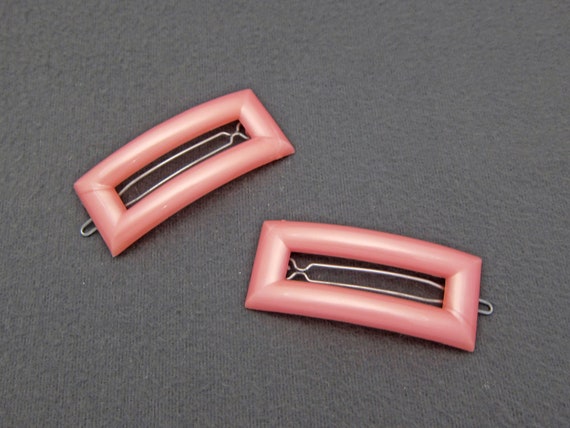 60 S Goody Vintage Barrette Hair Clip Pair Pearly Pink Etsy