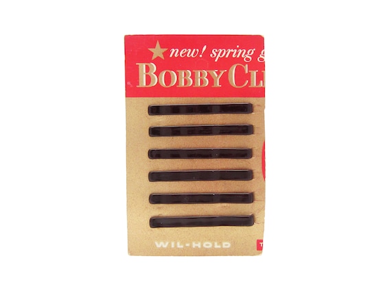 24 Vintage 1950s Bobby Pins 1-7/8 Long Metal Hair Pins Brown