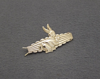 ヴィンテージ、バレッタ 1940 年代のヴィンテージ BUNNY バレッタ、2.0 インチのゴールド