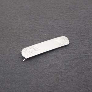 1940&#39;s STERLING SILVER vintage hair clip by L.S. PETERSON, 1.9&quot; hand carved barrette w/ botanical spray design, pinch-wire clasp