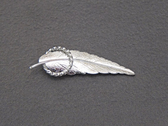 1960's vintage hair clip, 2.7" silver-tone metal … - image 3