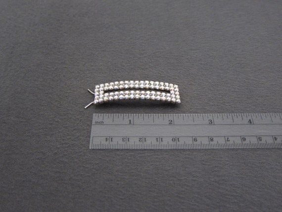 1960's vintage rhinestone hair clip, 2.2" silver-… - image 2
